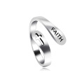 Anillo de acero inoxidable personalizado para hombre, joyería católica, letra del alfabeto, anillos religiosos, anillo con letra de fe